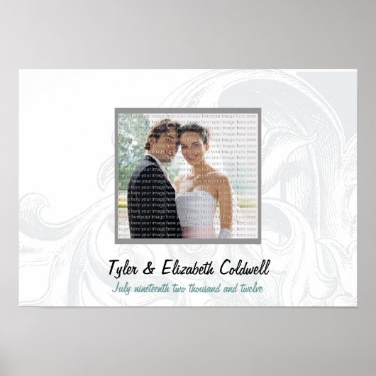 Elegante Scroll Hochzeitsstimmung Foto Poster (Vorne)