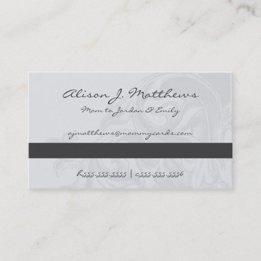 Elegante Scroll Mommy Cards Telefonnummerkarte (Vorderseite)