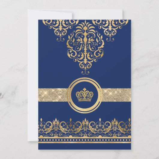 Elegante Scroll Prince Baby Shower Einladung (Rückseite)