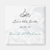 Elegante Scroll Save the Date Hochzeitsmagenten Magnet (Vorne)
