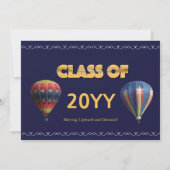 Elegante Scroll Script Hot Air Ballon Graduate Ankündigung (Rückseite)