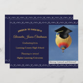 Elegante Scroll Script Hot Air Ballon Graduate Ankündigung (Vorne/Hinten)