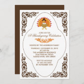 Elegante Scroll Türkei Erntedank Einladungen (Vorne/Hinten)