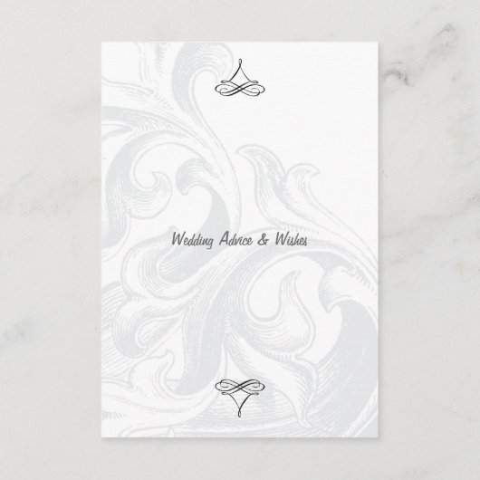 Elegante Scroll Wedding Advice Cards Hinweiskarte (Rückseite)