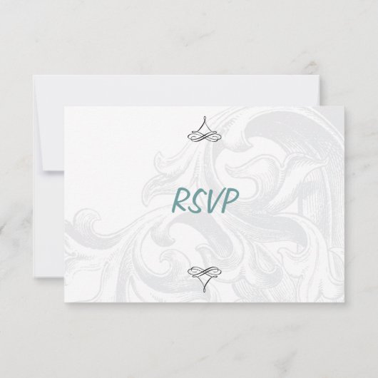 Elegante Scroll Wedding RSVP Cards (Rückseite)
