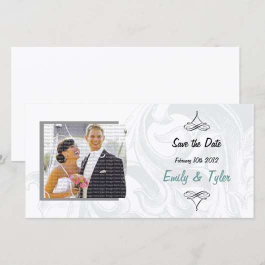 Elegante Scroll Wedding Save the Date-Fotokarten Date (Vorne/Hinten)