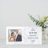 Elegante Scroll Wedding Save the Date-Fotokarten Date (Stehend Vorderseite)