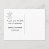 Elegante Scrolls Celery Green Grey Save the Date Ankündigungspostkarte (Rückseite)