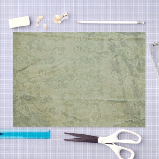 Elegante Scrolls im Hintergrund eines Olivenöls Seidenpapier (Handwerk)