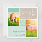 Elegante Scrolls Mint Two Foto Graduation Party Einladung (Vorderseite)