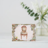 Elegante Scrolls & Pink Roses & Teacup Visitenkarte (Stehend Vorderseite)