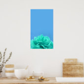 Elegante Sea Green und Blue Floral Art Poster (Küche)