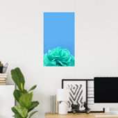 Elegante Sea Green und Blue Floral Art Poster (Heimbüro)