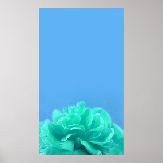 Elegante Sea Green und Blue Floral Art Poster (Vorne)