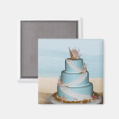 Elegante Sea Muschel Hochzeitstorte Magnet (Vorderseite/Rückseite)