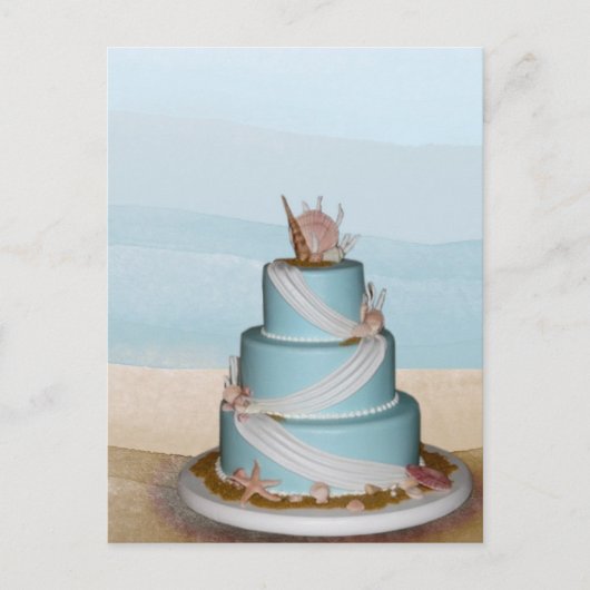 Elegante Sea Muschel Hochzeitstorte Postkarte (Vorderseite)