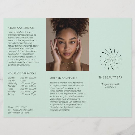 Elegante Seafoam Abstrakte Blume Moderne Broschüre (Vorderseite)
