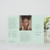 Elegante Seafoam Abstrakte Blume Moderne Broschüre (Stehend Vorderseite)