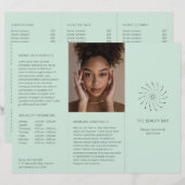 Elegante Seafoam Abstrakte Blume Moderne Broschüre (Vorne/Hinten)