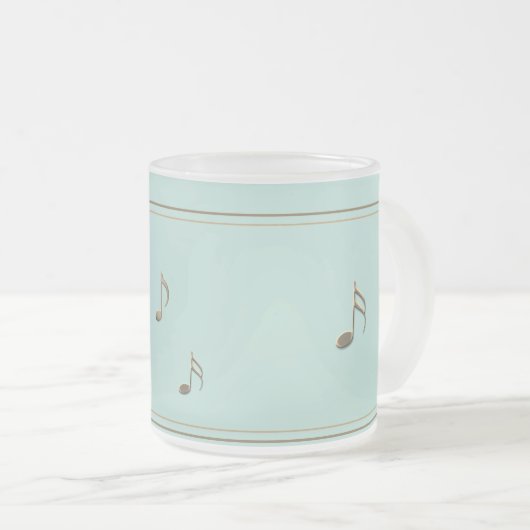 Elegante Seafoam Embossed Musiknote Piano Sänger Mattglastasse (VorderseiteRechts)