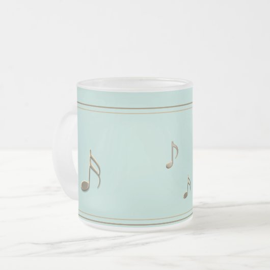 Elegante Seafoam Embossed Musiknote Piano Sänger Mattglastasse (Vorderseite Links)