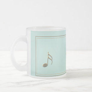 Elegante Seafoam Embossed Musiknote Piano Sänger Mattglastasse