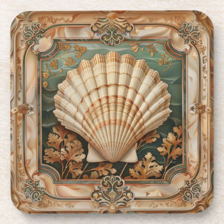 Elegante Seashell Art Nouveau Decorative Getränkeuntersetzer
