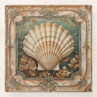 Elegante Seashell Art Nouveau Decorative Glasuntersetzer