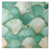 Elegante Seashell & Gold Keramik Tile Fliese (Vorderseite)