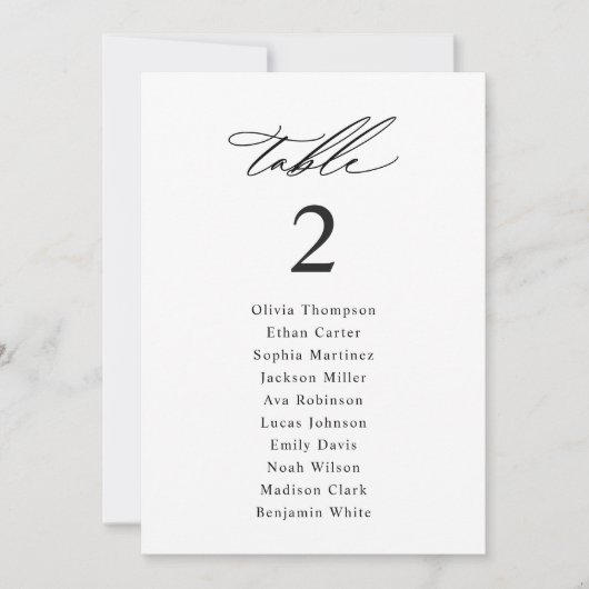 Elegante Seating Chart Cards Einladung (Vorderseite)