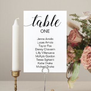 Elegante Seating Chart Cards Tischnummer