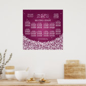 Elegante Seating Chart Star Sparkle Berry Poster (Küche)