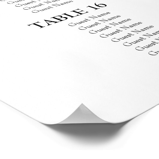 Elegante Seating Charts Poster (Ecke)