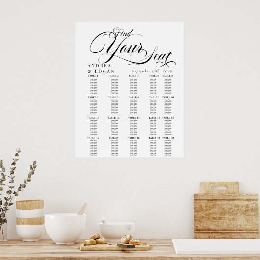 Elegante Seating Charts Poster (Küche)