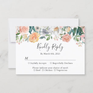 Elegante Secret Garden Botanische Blumenhochzeit RSVP Karte