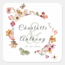 Elegante Secret Garden Delikate Hochzeit der Blume Quadratischer Aufkleber