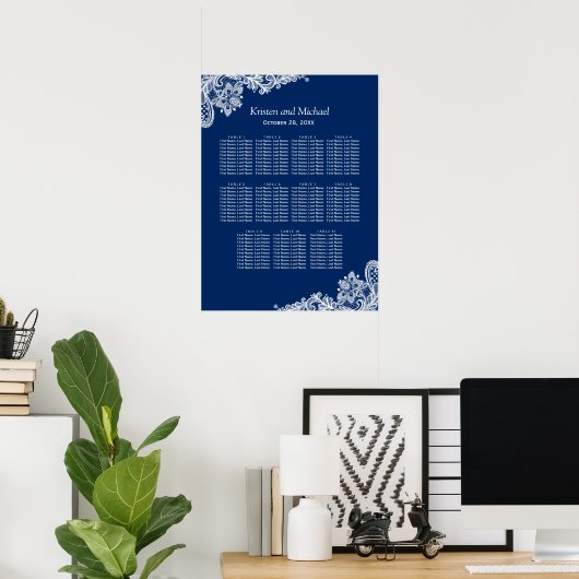 Elegante Seekarte für die blaue Spitze Poster (Heimbüro)