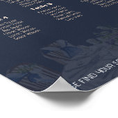 Elegante Seekarte für Hochzeitssitze in blau-blaue Poster (Ecke)