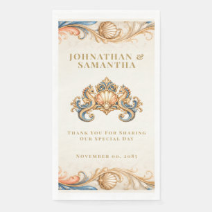 Elegante Seepferdchen Vintage-Strand-Hochzeitsserv Serviette