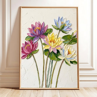 Elegante Seerosen-Kunst, Boho-Botanik-Wanddekorati Poster