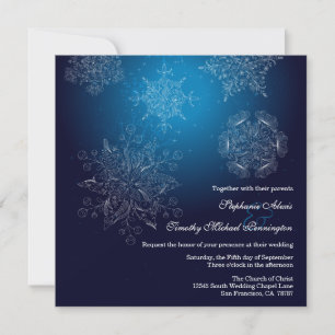 Elegante Seeschneeflocken Winterhochzeit Einladung