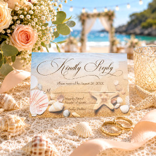Elegante Seestern-Tropische Strandhochzeit-RSVP-Ka Einladung