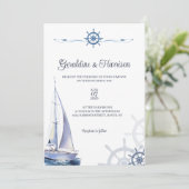 Elegante Segel-Hochzeit Einladung (Stehend Vorderseite)