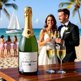 Elegante Segel-Hochzeit Schaumweinetikett