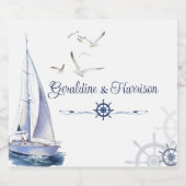 Elegante Segel-Hochzeit Schaumweinetikett (Einzelnes Label)