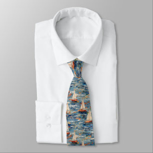 Elegante Segelboot-Malerei - Nautische Ästhetik Krawatte