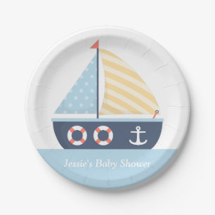 Elegante Segelboot-nautische Babyparty-Ausrüstung Pappteller