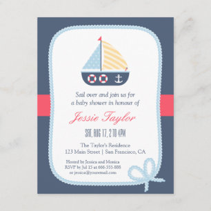 Elegante Segelboot-nautische Babyshower-Einladunge Einladung