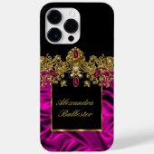 Elegante Seide Rich Pink Gold schwarz Case-Mate iPhone Hülle (Rückseite)