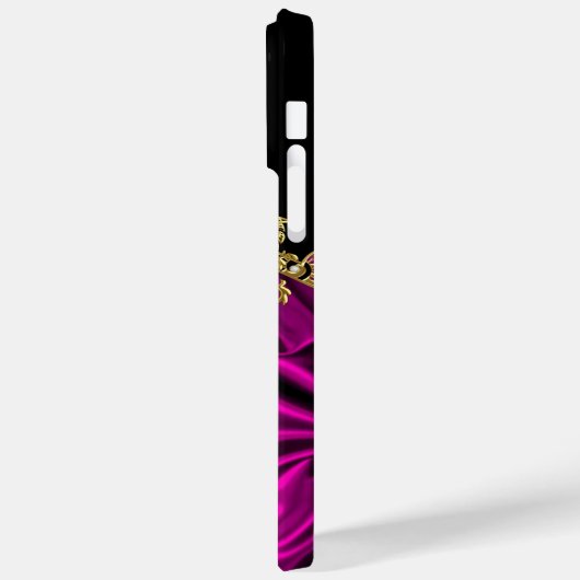 Elegante Seide Rich Pink Gold schwarz Case-Mate iPhone Hülle (Rückseite / Links)